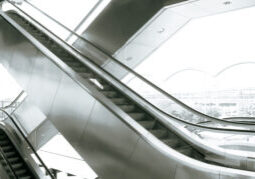 It is the two ways escalators in modern building.